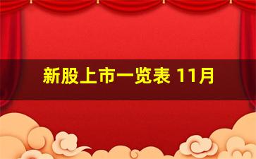 新股上市一览表 11月